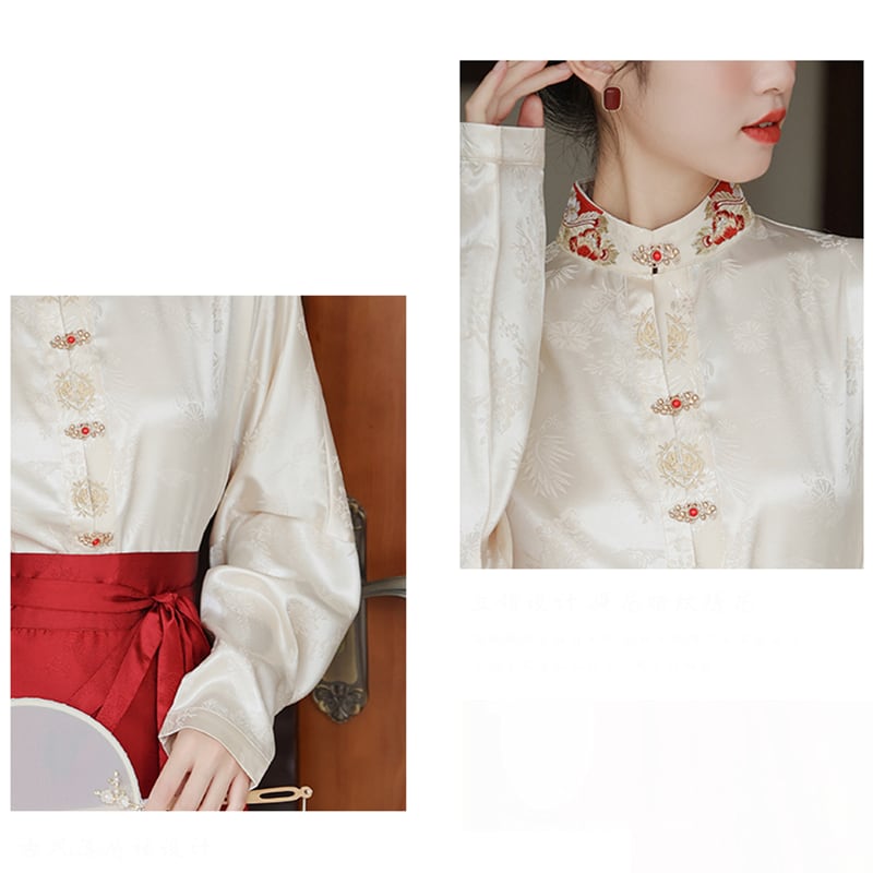 [Qie Jia Series] ★Chinese style shirt★ Temperament enhancing tops, long sleeve shirts, Chinese clothes, easy to match, retro