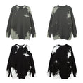 Load image into Gallery viewer, [Feel lonely series] ★Sweater★ 2color tops Unisex Men's Distressed Star Black Gray
