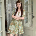 Load image into Gallery viewer, [MEIYI Series] ★One Piece★ Large Size Switching Cute Oil Painting Style Summer Clothes Summer Dress Date Photography Commuting Green Floral Pattern
