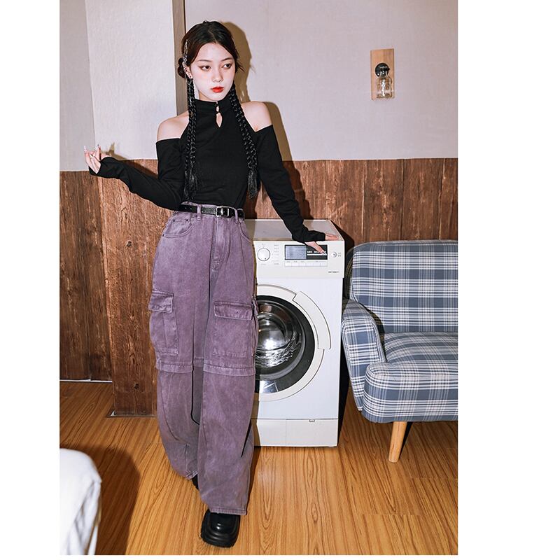 [Kokaisha --- Purple light radio series]★Casual pants★Bottoms Pants Easy to match Original Purple