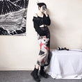 Load image into Gallery viewer, [Miyakoya Series]★China style skirt★Bottoms Kanji pattern Black Black human pattern print Slimming and easy to match
