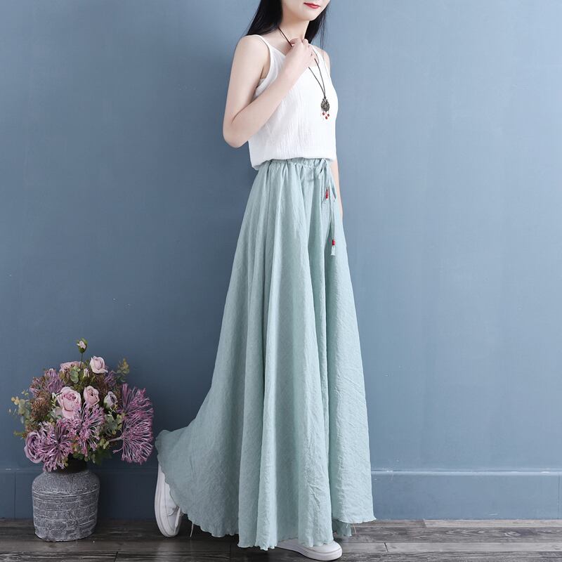 [Qing series] ★China style skirt★ 4color bottoms cotton linen plain simple easy to match