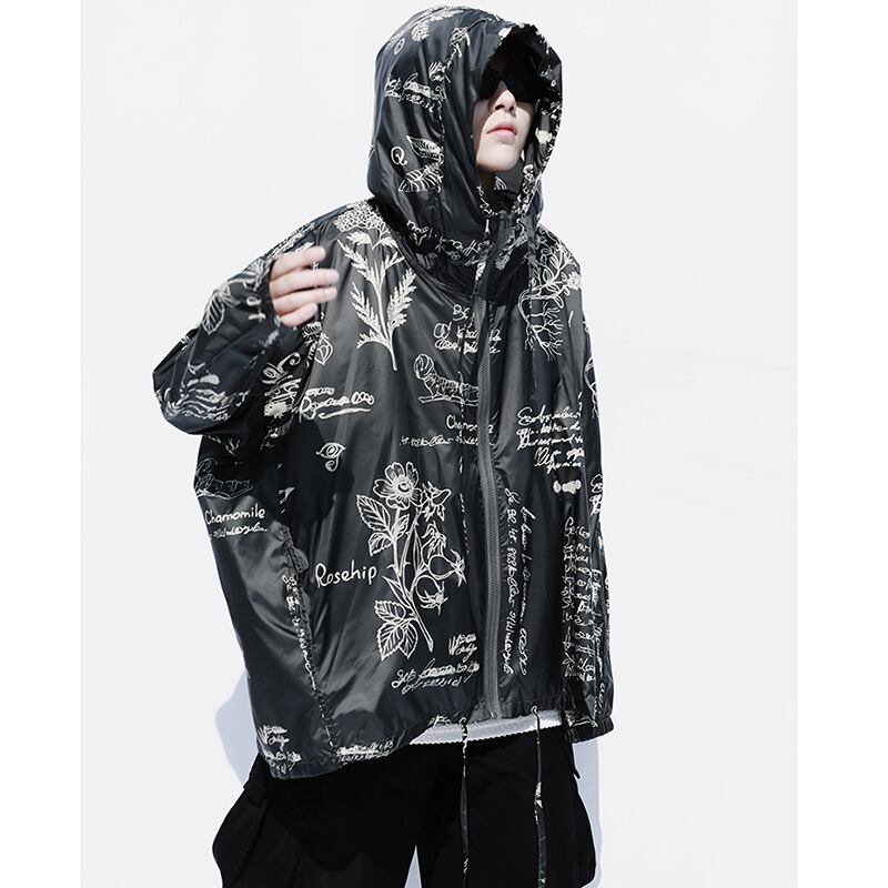 [SIN87 Series] ★UV protection★ UPF50+ Unique black Sun protection Cooling protection Thin outerwear Loose fit Unisex Men's