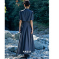 Load image into Gallery viewer, [Big Blue Dragon Series] ★China style dress★ Faux layered stand neck gray gray slimming wear
