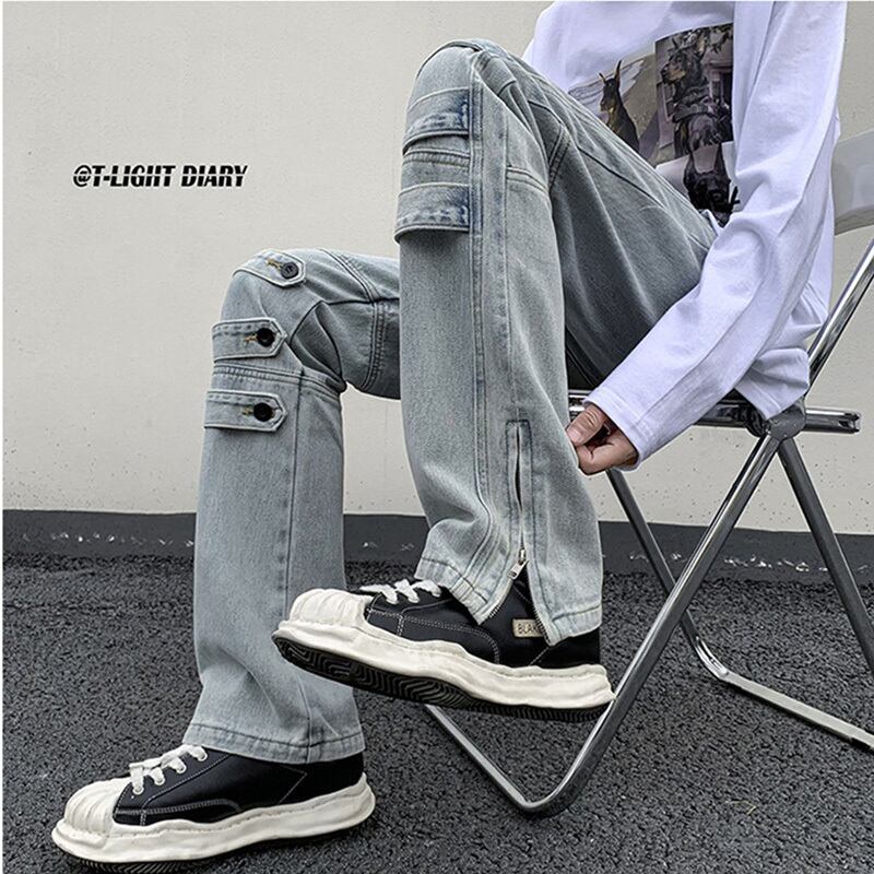 [YOILIN Series] ★Denim Pants★ Casual Pants 2color Unisex Men's Large Size Blue Black