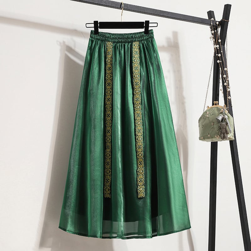 [Chinese Prince Series] ★Chinese style setup★ Tops + Skirt Cute 2-piece set Green Green Retro