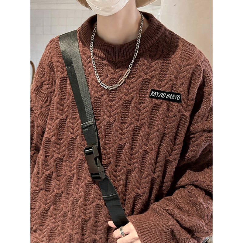 [PPG Series]★Sweater★ 2color Tops Unisex Men's Brown Black White Casual