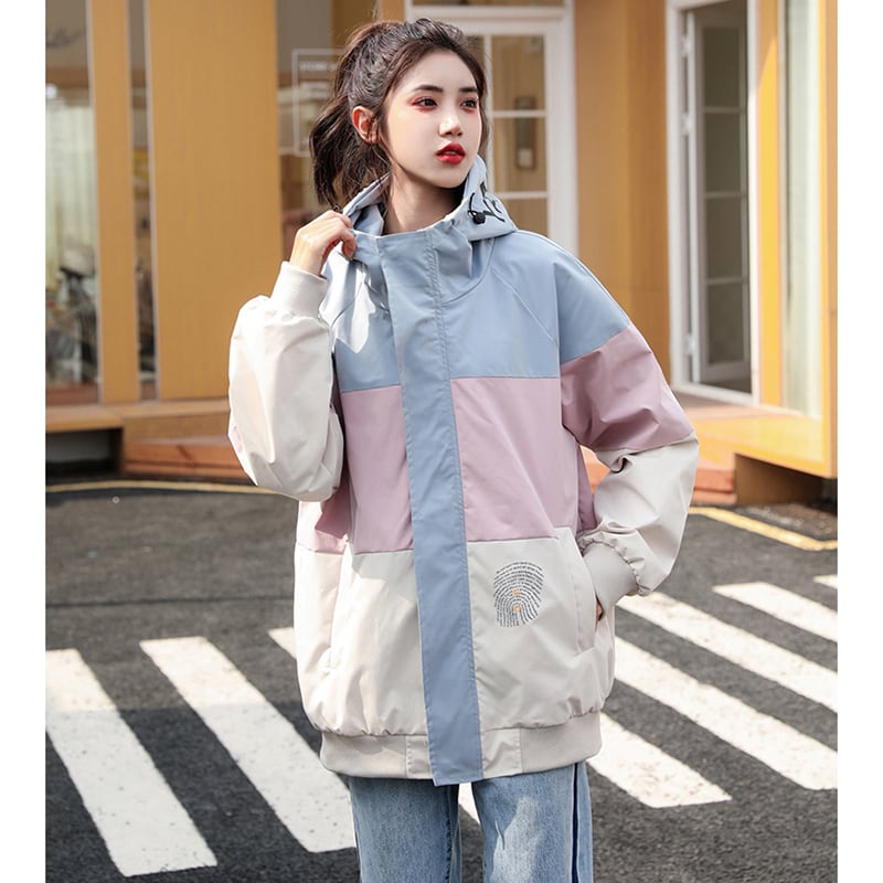 [JJRL Series] ★Jacket★ 2color outerwear Color scheme Stylish Casual Pink Gray Easy to match