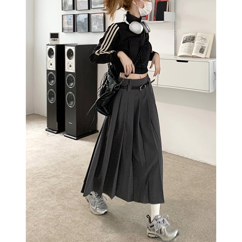 [Shoujo Kaira Series]★Skirt★ 3color Bottoms Pleated Skirt Black Gray Black Gray Slimming Easy to Match SML