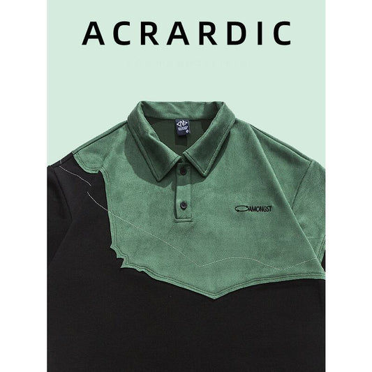 [ACRARDIC Series] ★POLO Shirt★ Tops Unisex Men's Switching Short Sleeve Black Green