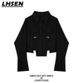 Load image into Gallery viewer, [LHSEN Series]★Shirt★ Tops with design, black, short length, cute, easy to match
