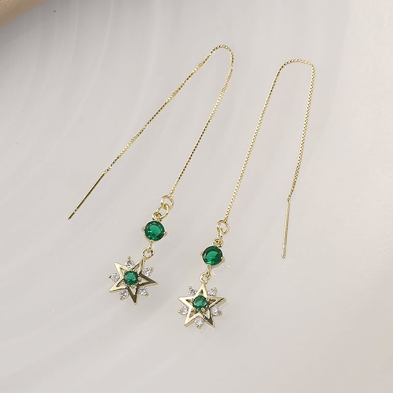 [HUAJI Series] ★Earrings★ Pair Earrings Women's Accessories Green Long Length Accessories Party