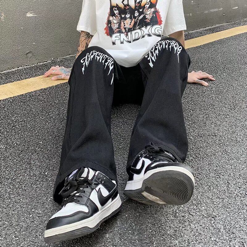 [MGJM Series]★Denim Pants★ 2color Bottoms Trousers Unisex Men's Slimming Black White Easy to match