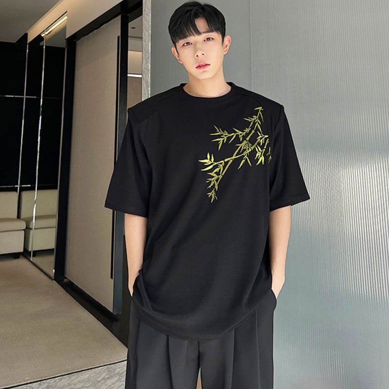 [ZHUIYI Series]★China style T-shirt★ 2color tops unisex men's bamboo short sleeve shirt black white ML XL