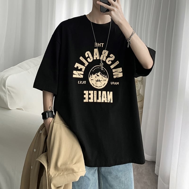 【Emeisaシリーズ】★Tシャツ★ トップス 3color 男女兼用 メンズ 半袖Tシャツ カジュアル 黒 白 青 アルファベット