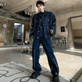 Load image into Gallery viewer, [Illustrated series]★Setup★ Jacket + pants 2-piece set Unisex Men's Denim Cool Blue Blue
