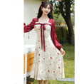 Load image into Gallery viewer, [JIGUJIGU series] ★China style dress★ Switching ribbon, large size, improves temperament, commuting, date, red, red, floral pattern
