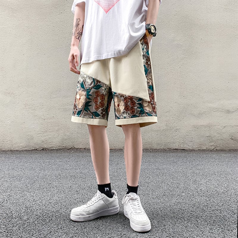 [V37 Series]★Shorts★ 2color Shorts Summer Clothes Embroidery Floral Pattern Unisex Large Size Casual