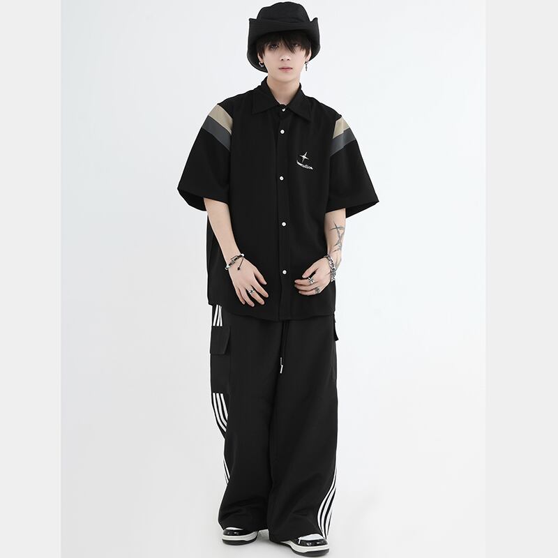 [Istudios Series]★Shirt★ 2color Tops Color Scheme Fashion Unisex Men's Stylish Black Beige