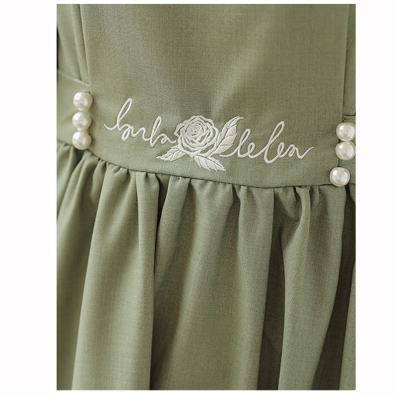 [Ali Series]★Chinese style dress★ Embroidery long sleeve dress Women's Switchable Easy to match Cute Green