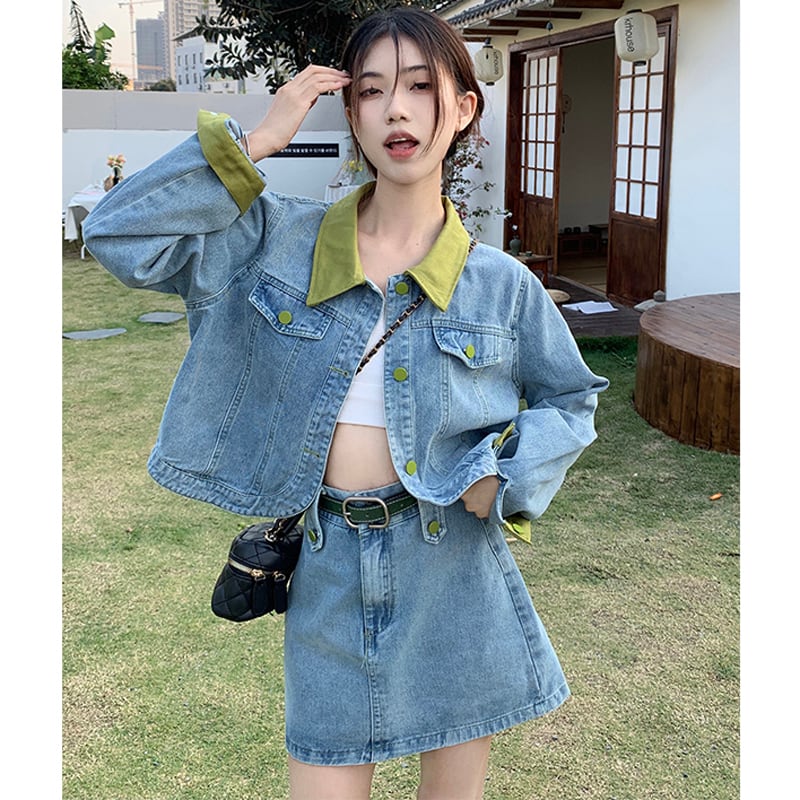 [KEKELI Series]★Setup Single Order★ Outerwear or Skirt with Belt Denim Cute Spring Clothes