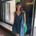 Load image into Gallery viewer, [XIAOXIN Series]★Dress★Sleeveless Women's Fashion V-neck Short Length Denim
