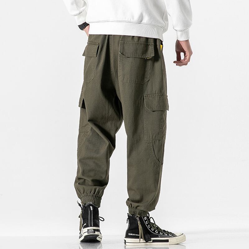 [BIGEMAN Series] ★Casual Pants★ 2color Quarter-length Bottoms Pants Unisex Men's Large Size Black Green Retro