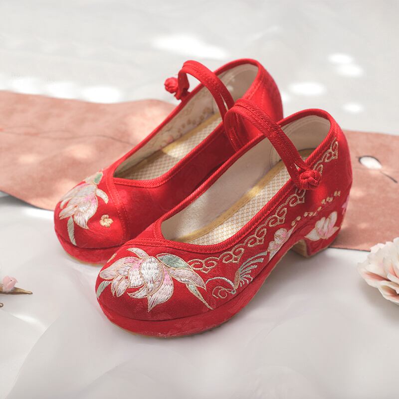 [Cloud End Shoes---Dream Series]★Embroidered Shoes★ 2color Handmade Shoes Chinese Shoes Tang Suit Hanfu Shoes Chinese Dress Shoes Flower Embroidery Size 35-40 Heel 5cm