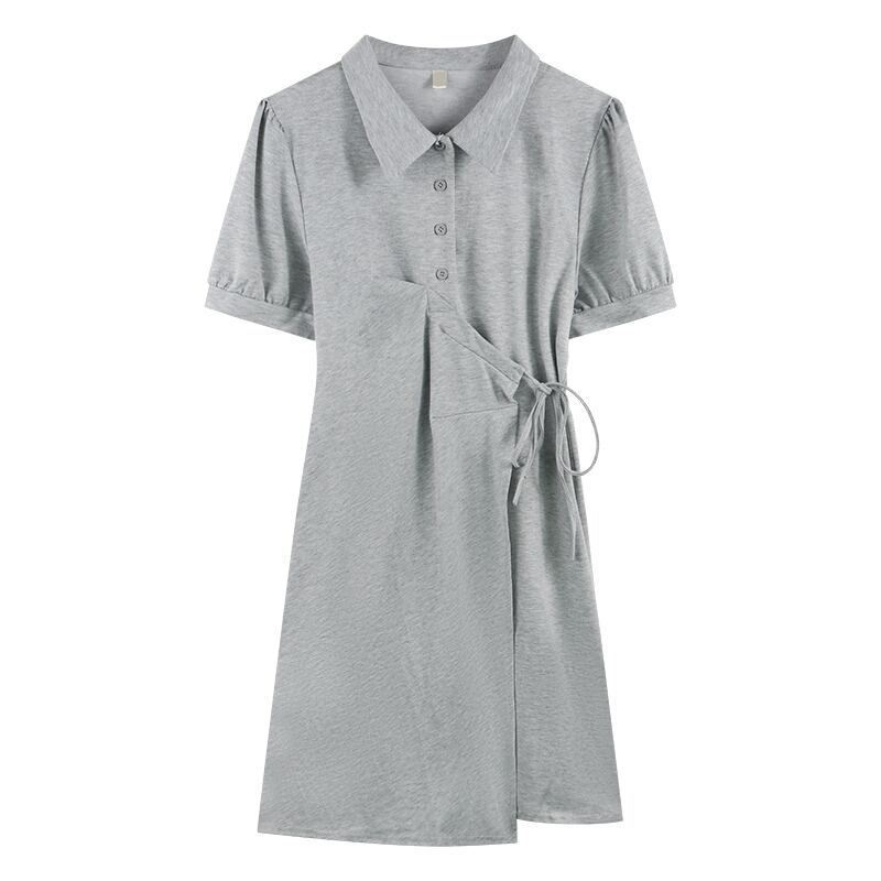 [YIHAO Series] ★Dress ★ 2color Short Sleeve Dress Short Length Dress Women's Gray Black