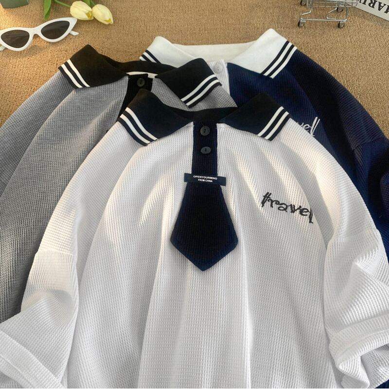 [Fujiiman Series]★Polo shirt★ 3color tops Unisex Men's Navy White Gray ML XL 2XL