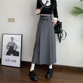 Load image into Gallery viewer, [Oya series] ★Skirt with belt★ 2color Good slimming effect Bottoms Plain Simple Gray Black
