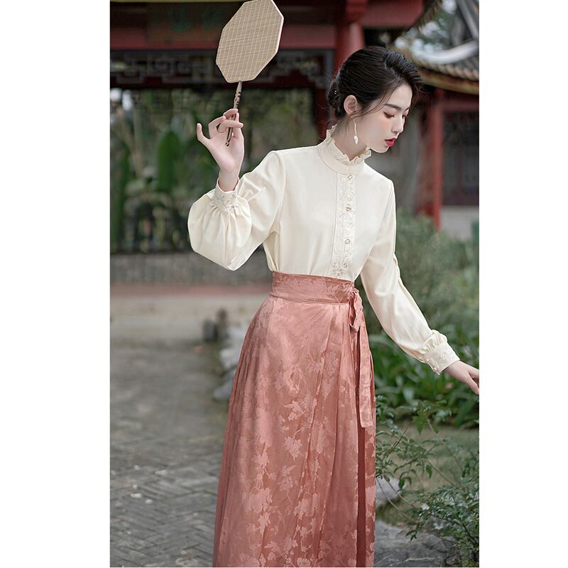 [Az Suna Series] ★Chinese style skirt★ Bottoms Maki skirt Chinese elements Chinese clothing Pink SML Improves temperament