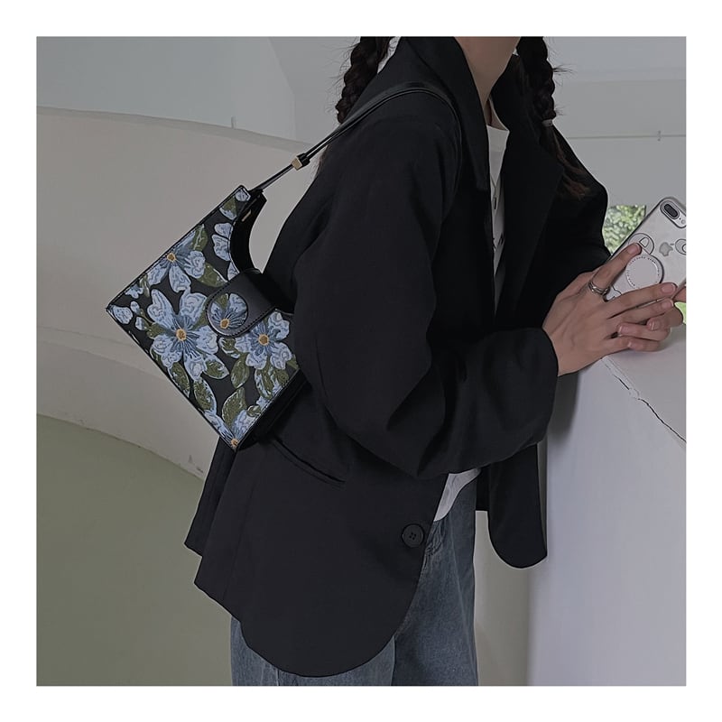 [DAZE &amp; ERPANG series]★Bag★ Oil painting style floral pattern cute date commuting OL office temperament improvement shoulder bag