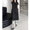 Load image into Gallery viewer, [YIDAO Series] ★China-style dress★ Chinese dress Black Black improved cheongsam dress Slit
