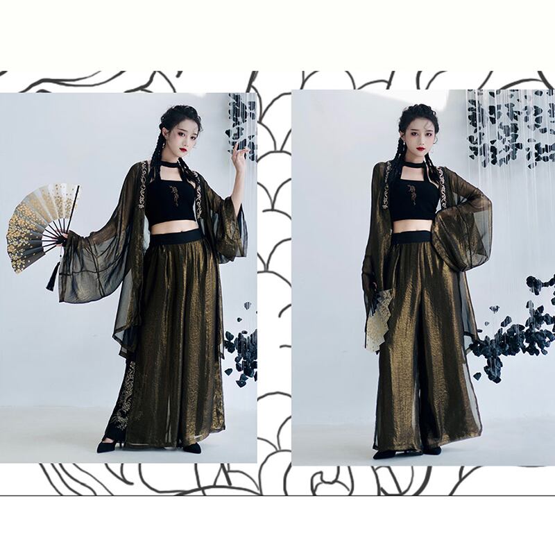 [Kyodo Series]★China style trousers★ Gaucho pants, dragon embroidery, unisex, couple clothes, men's wide pants, tulle, elastic waist