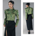 Load image into Gallery viewer, [Big Blue Dragon Series]★China style outerwear★ Tops Shirt Bamboo Green Green Mini Length Chinese Clothes Improves Temperament
