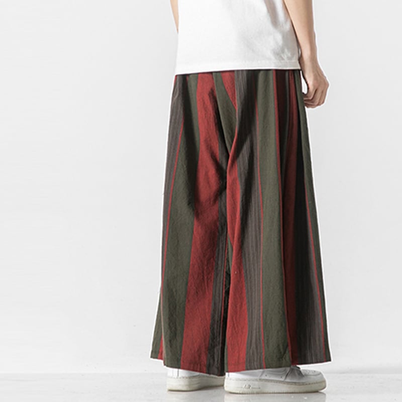 [Shu Han Ink Series]★China style pants★ 3color gaucho pants, vertical stripes, unisex, men's, loose, large size