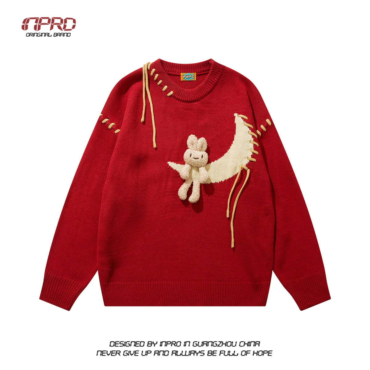 [INPRO Series]★Sweater★ 3color Tops Unisex Men's Black Beige Red Rabbit