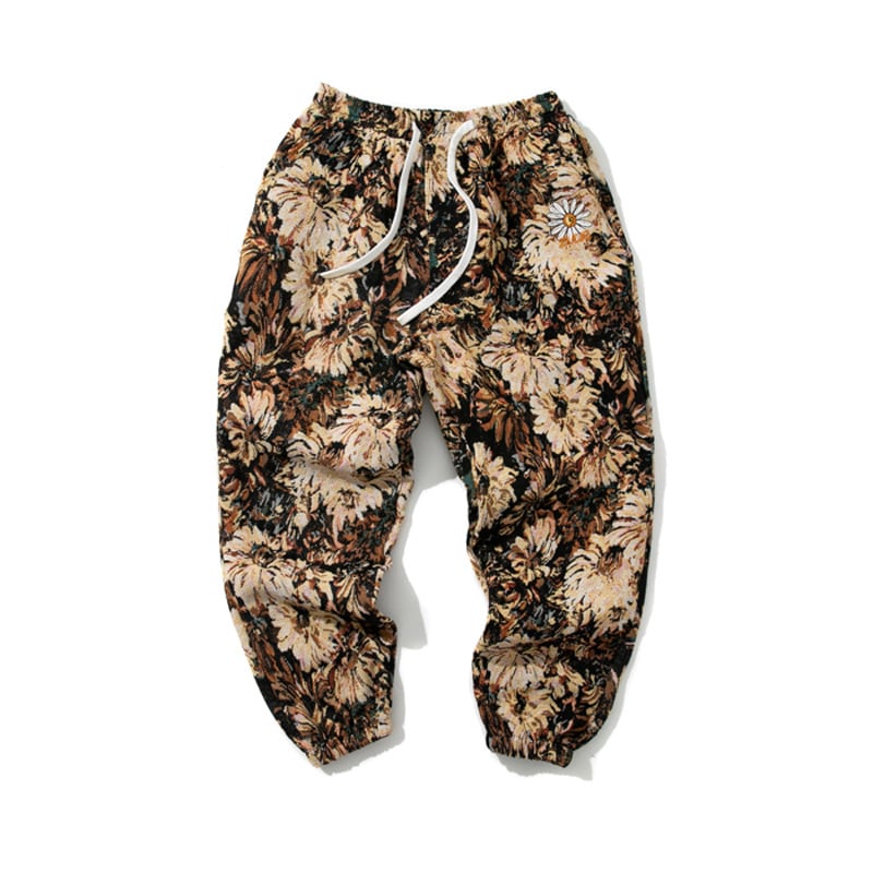 [Small Trouble Series]★China Style Pants★ 4color Oil Painting Style Floral Pattern Bottoms Unisex Men's Large Size