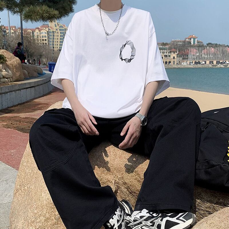 [Illustrated series] ★Short sleeve T-shirt★ 2color retro style tops T-shirt unisex men's black white