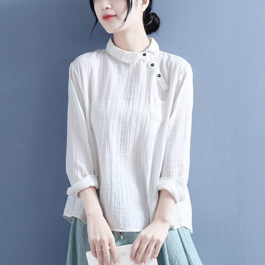 [Qing Series] ★Chinese-style shirt★ 4 colors Tops Retro Light brown White Black Red