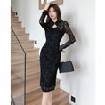 Load image into Gallery viewer, [AL Fashion Series] ★Cheongsam dress★ Chinese style dress, slimming, sexy, improving temperament, black, black
