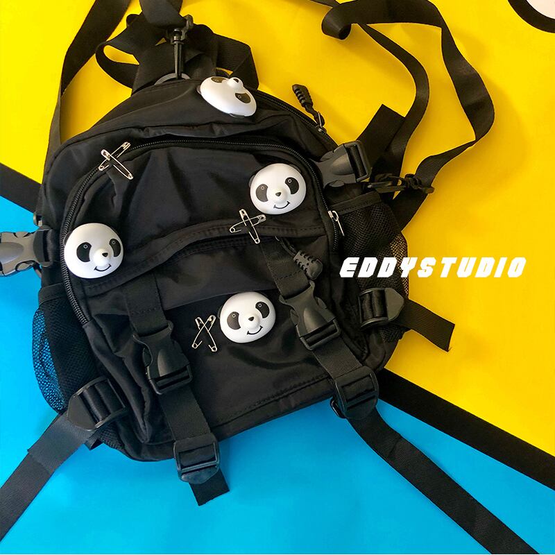 [Eddy Studio Series]★Rucksack★ Panda Cute Large Capacity Fashion Black Men's Women's