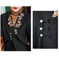 Load image into Gallery viewer, [Kokaisha --- Leaf Series] ★Chinese style tops★ Embroidery Hanfu tops V-neck retro black black
