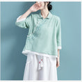 Load image into Gallery viewer, [Qing Series]★China style tops★ 5color Summer Embroidery Blue Green Gray White Purple Pink
