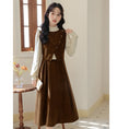 Load image into Gallery viewer, [CHIC Series] ★One Piece★ Faux Layered Corduroy Coffee Color Date Improves Temperament
