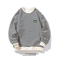 Load image into Gallery viewer, [BIGEMAN Series] ★Tops★ 2color Horizontal striped pattern long sleeve tops Unisex Men's Large size Black Coffee color
