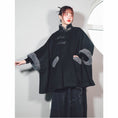 Load image into Gallery viewer, [Ancient monster house---Shanhai Jing Kunlun series] ★China style coat★ Outer coat Lasha loose thick warm black black cloak coat
