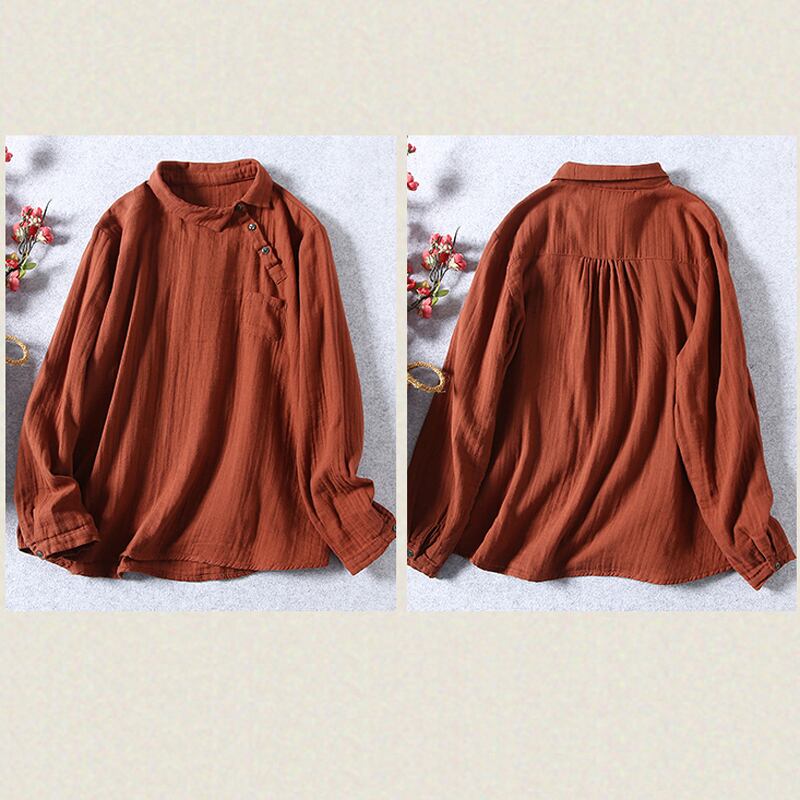 [Qing Series] ★Chinese-style shirt★ 4 colors Tops Retro Light brown White Black Red