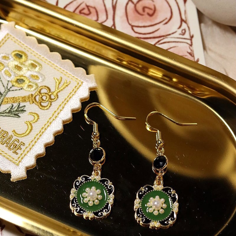 [Minami Kojie Series] ★Earrings★ 2color Pair Earrings or Earrings Flower Red Red Green Green Accessories